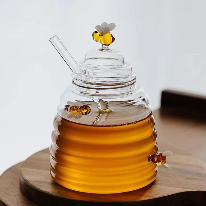 Elegante Zwerm Glazen Honingpot