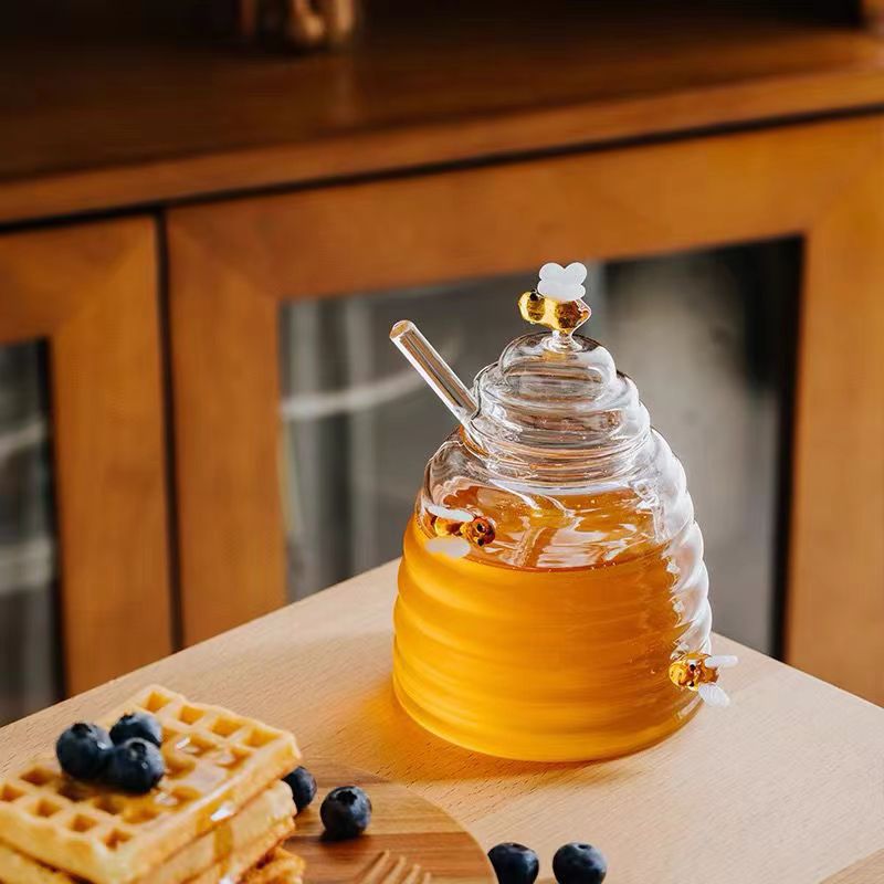 Elegante Zwerm Glazen Honingpot