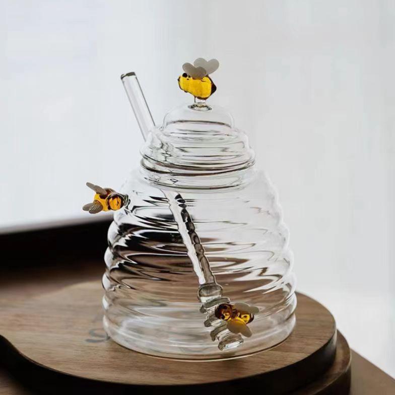 Elegante Zwerm Glazen Honingpot